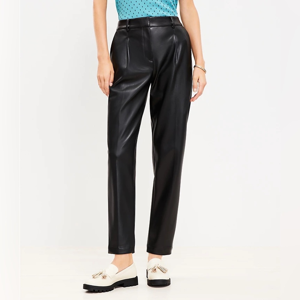 LOFT Black Faux Leather Trousers